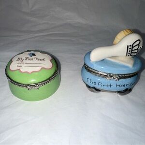 AVON & MUD PIE BUNDLE- Ceramic Keepsake Boxes for Baby's First Tooth and Haircut